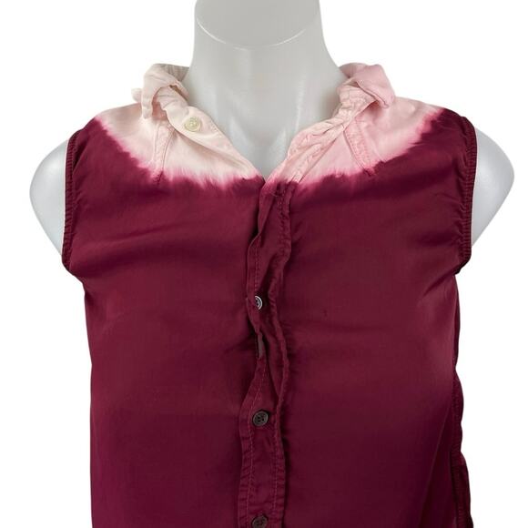 Women's Purple Tie Dye Sleeveless Button Down Collar Shirt Tank Top Size 40 US 8 - Picture 3 of 5